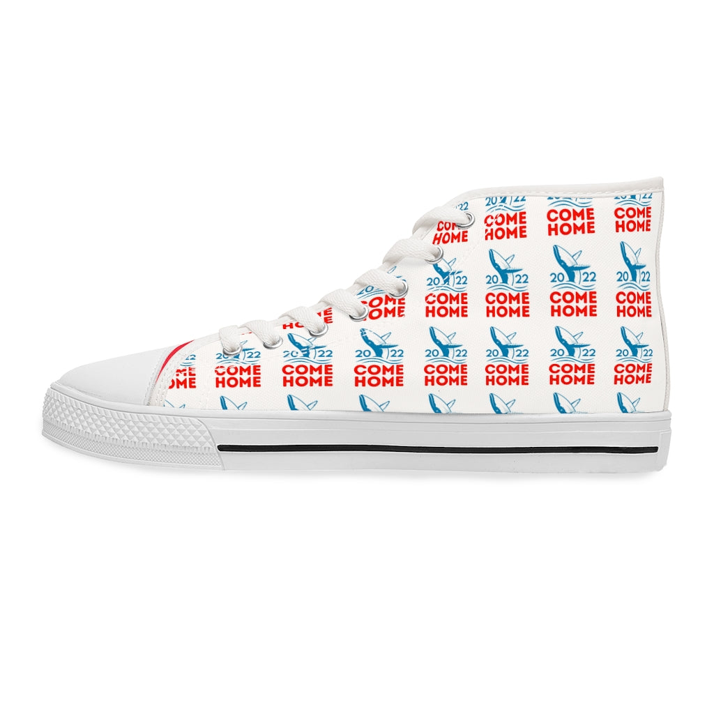 Come Home Year 2022 Women's High Top Sneakers w/red tongue