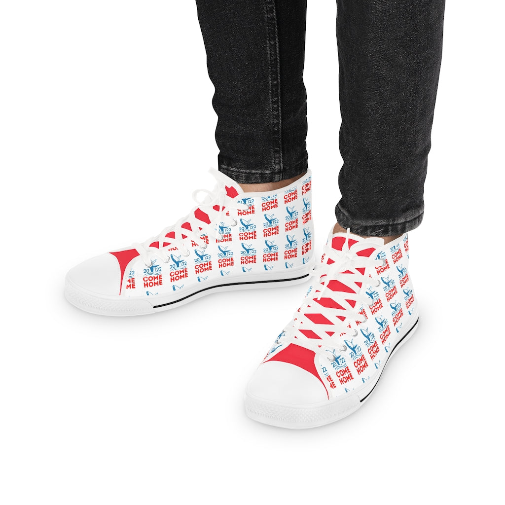Come Home Year 2022 Men's High Top Sneakers w/red tongue