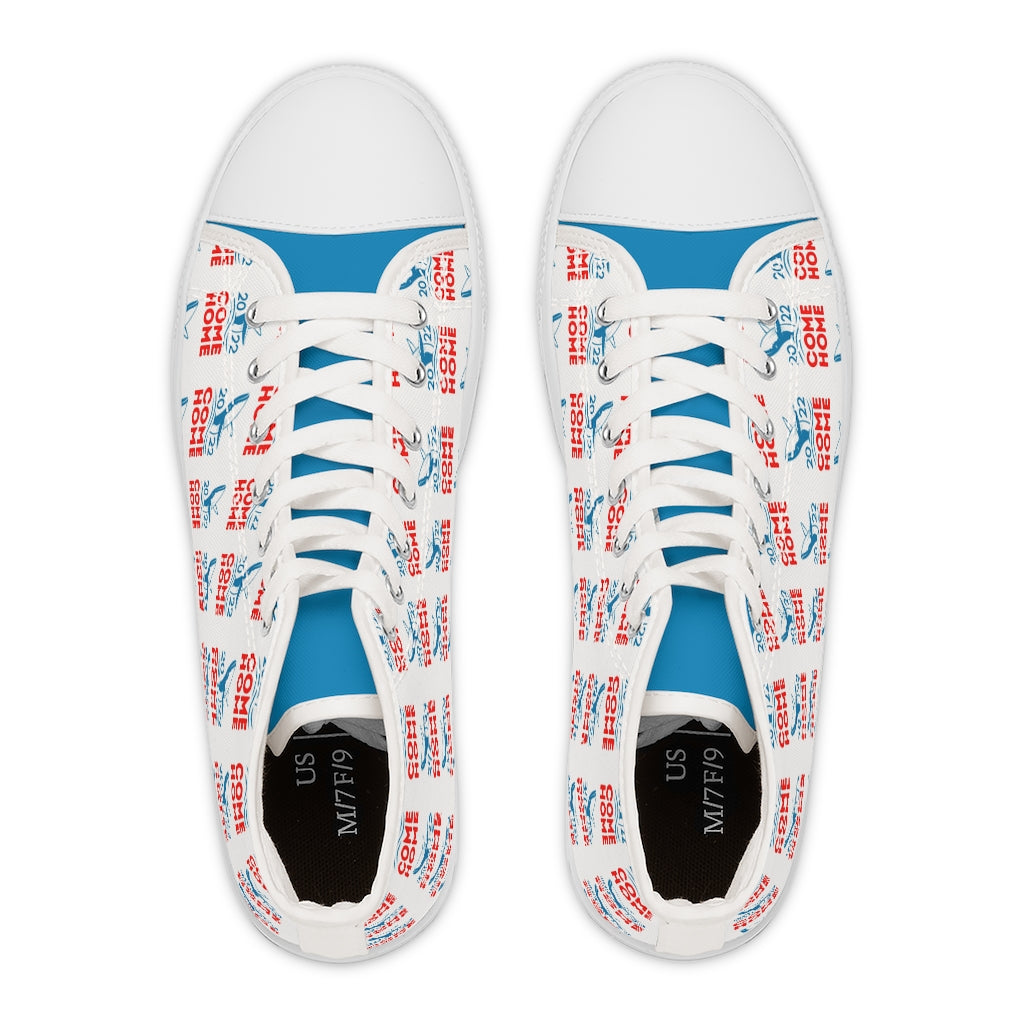 Come Home Year 2022 Women's High Top Sneakers w/blue tongue